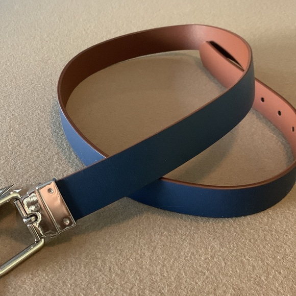 Nordstrom Leather Reversible Belt- Cognac / Navy - Size 38 - Picture 2 of 9